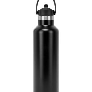 Sports water bottle with flip-up straw
